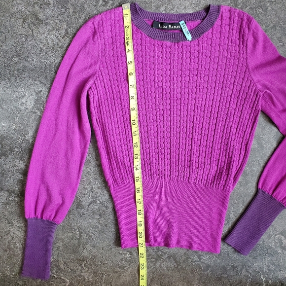 Lida Baday Silk Cashmere Italy Vibrant Magenta Plum Fine Sweater  XS? - Picture 6 of 10